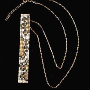 Sterling Silver Pave Crystal Bar Pendant Necklace
